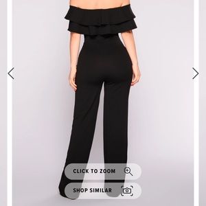 NWOT. black ruffle jumpsuit.
